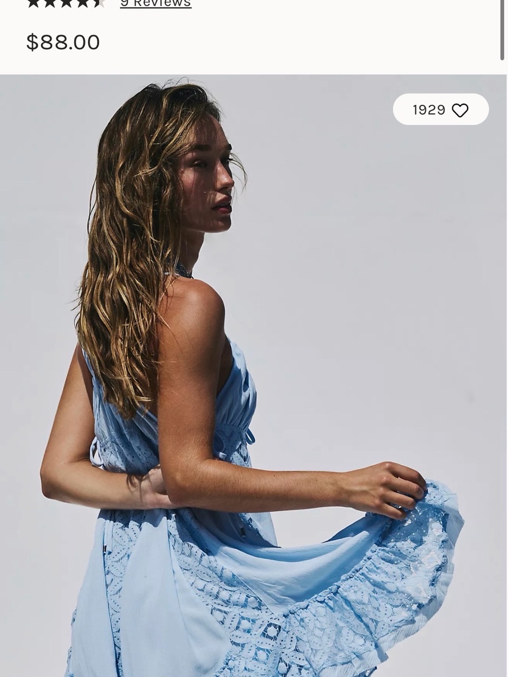 Free People Light Blue Lace Midi Dress
